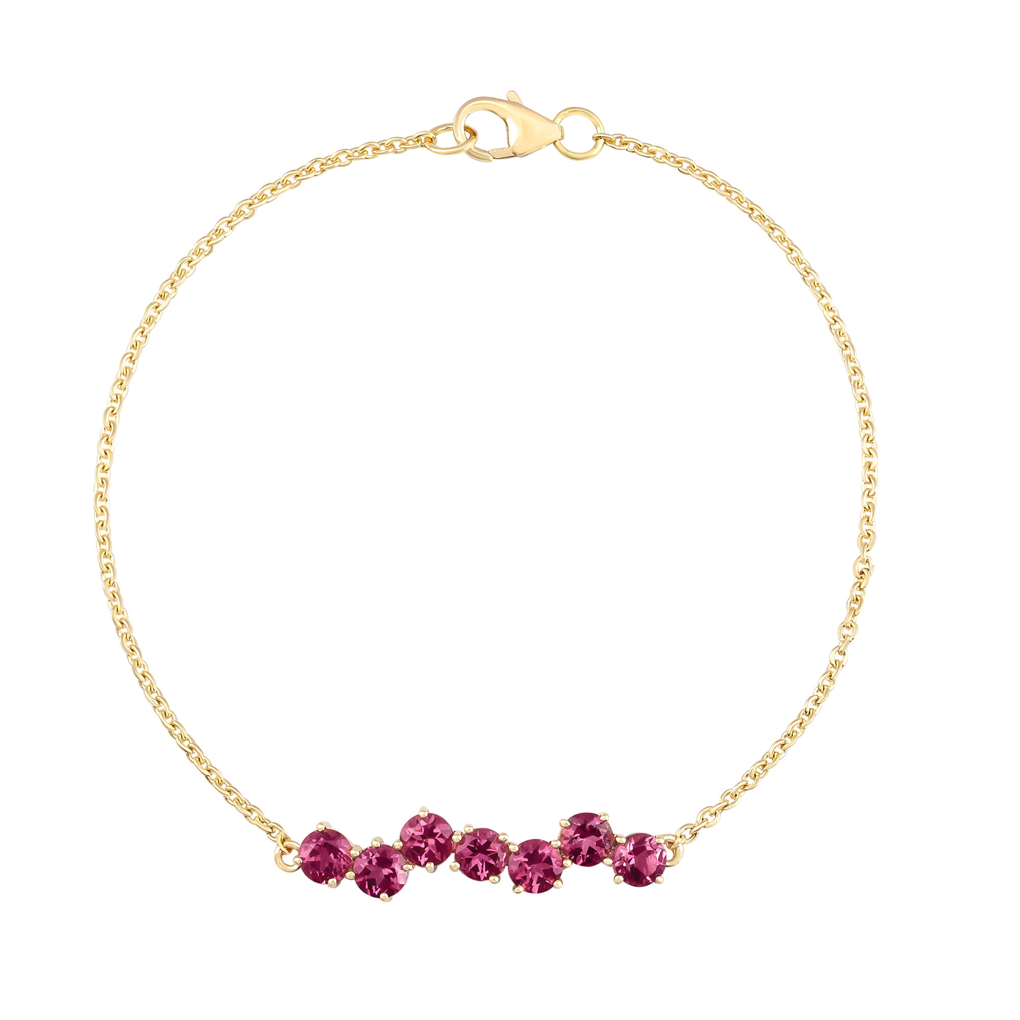 Maison Birks 18k Yellow Gold Pink Tourmaline Bracelet Size 7 Inch